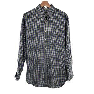 Peter Millar Med Button Down Rainbow Collar‎ Long Sleeve Cotton Blue Pink Green